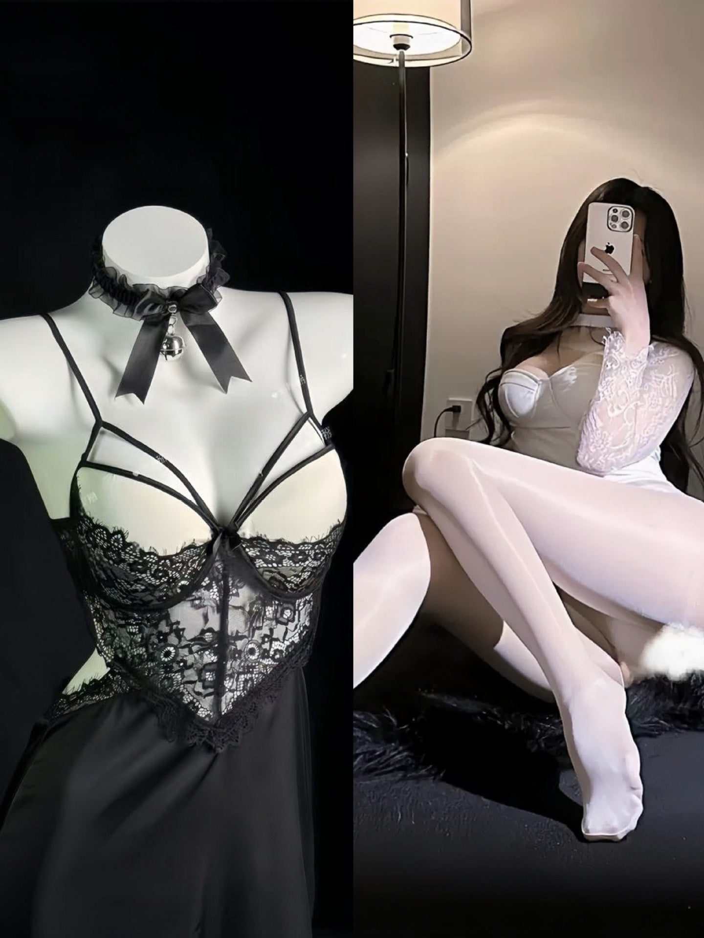 Image of Liu broke the long nightdress women's autumn ice silk temptation plus-size sexy underwear pure desire style sundress loungewear